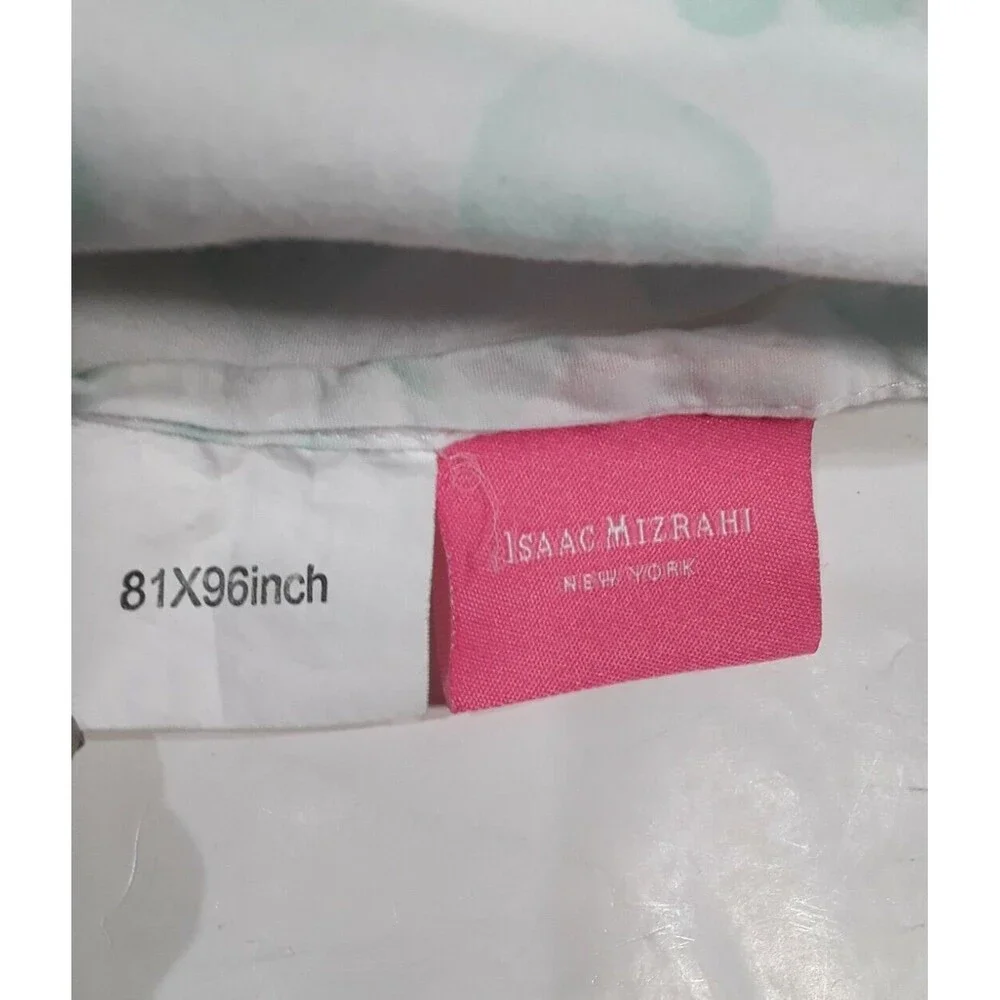 Isaac Mizrahi Flat Sheet Full Size, Green Heart,Preowned EUC, Pillowcase